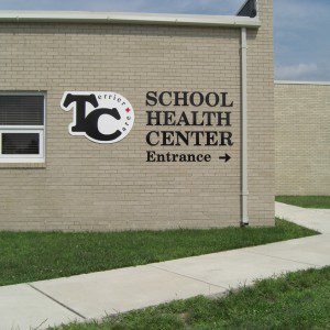 Entrance to Shawnee Health Care, Terrier Care at Carbondale Community High School