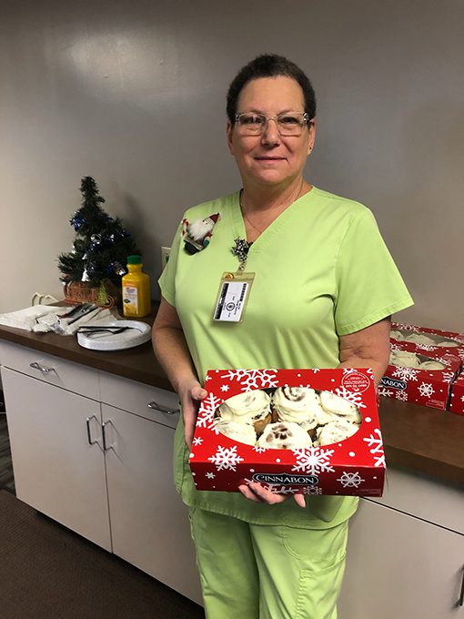 Annette Miner, Nurse Manager with Award Cinnabons